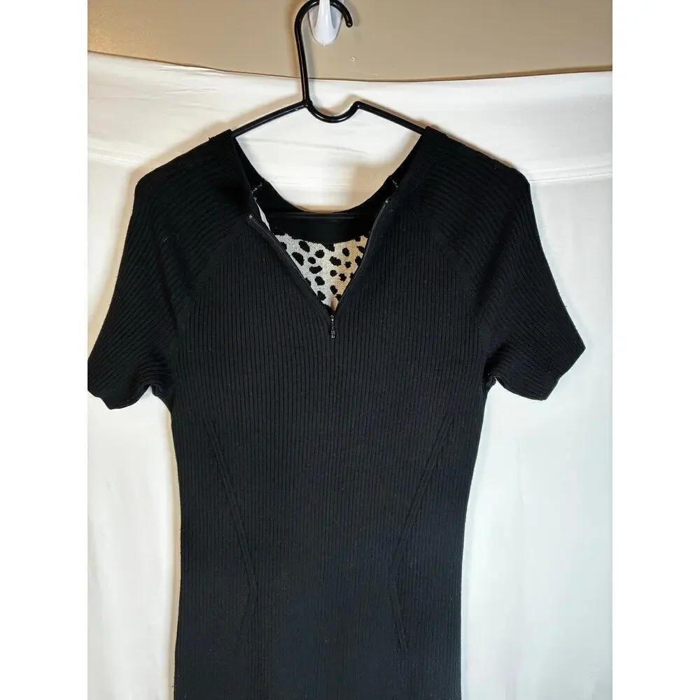Tory Burch Merino Wool Gemma Leopard Print Dots Sweater Dress M Mob Wife Winter